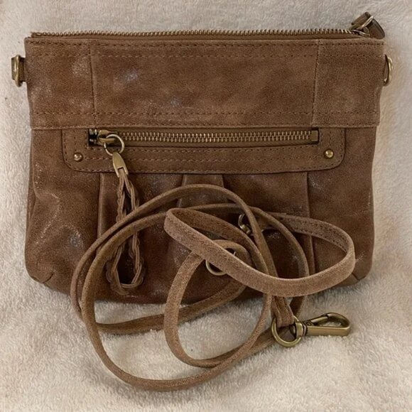 EUC B Makowsky Genuine Leather Crossbody Handbag. Taupe Color - Picture 9 of 9